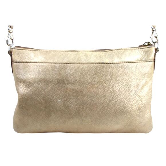 FOSSIL ANTIQUE GOLD GENUINE LEATHER X-BODY SHOULDER BAG HANDBAG CLUTCH PURSE - Picture 6 of 14